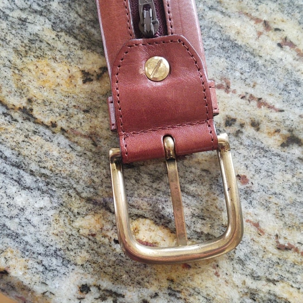 LEATHER travel belt with inner zipper, from the 80s - Picture 6 of 12